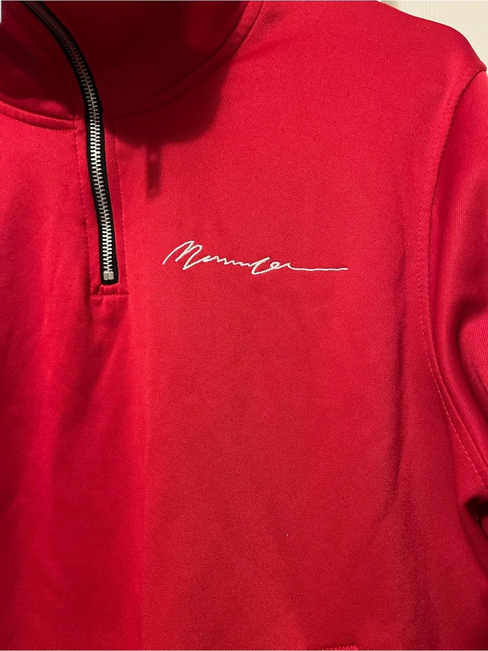 Mennace Unisex Red Quarter-Zip Performance Sweater